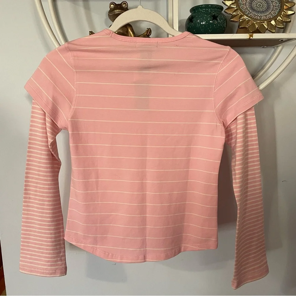 Ralph Lauren Large L 10-12 Pink Striped Long Sleeve Shirt NWT